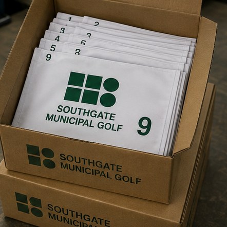 Customized golf flags for pro shops and presentation
