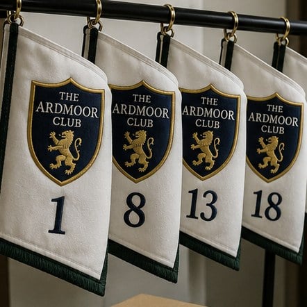 Customized golf flags for resorts and destination courses