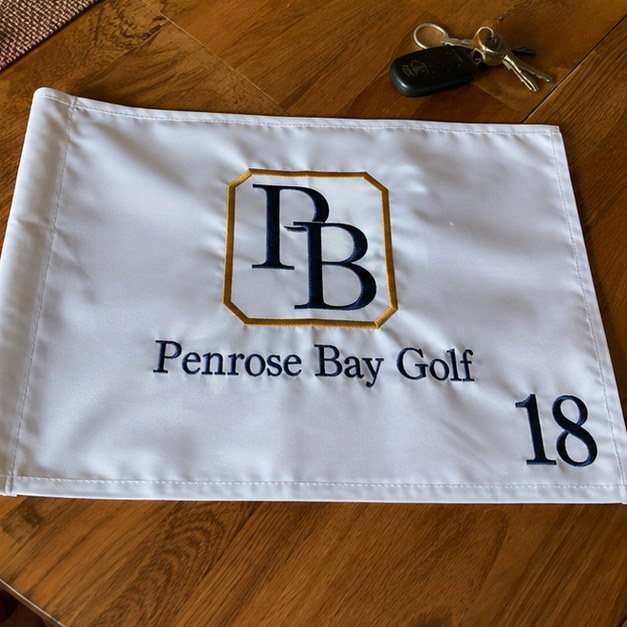 Personalized golf flags — customer photo